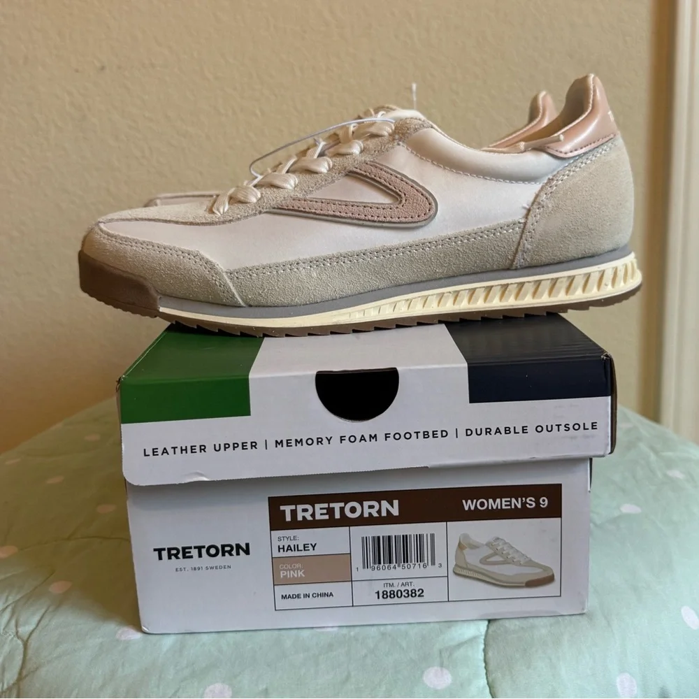 NWT Tretorn Hailey Women's Pink and Cream Sneakers size 9